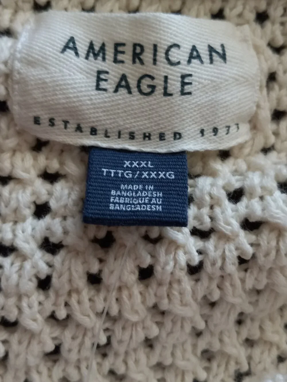 Nwt Boho American Eagle Cream Open Knit Sweater Sz 3XL Oversized Stretchy Cotton - Picture 3 of 5